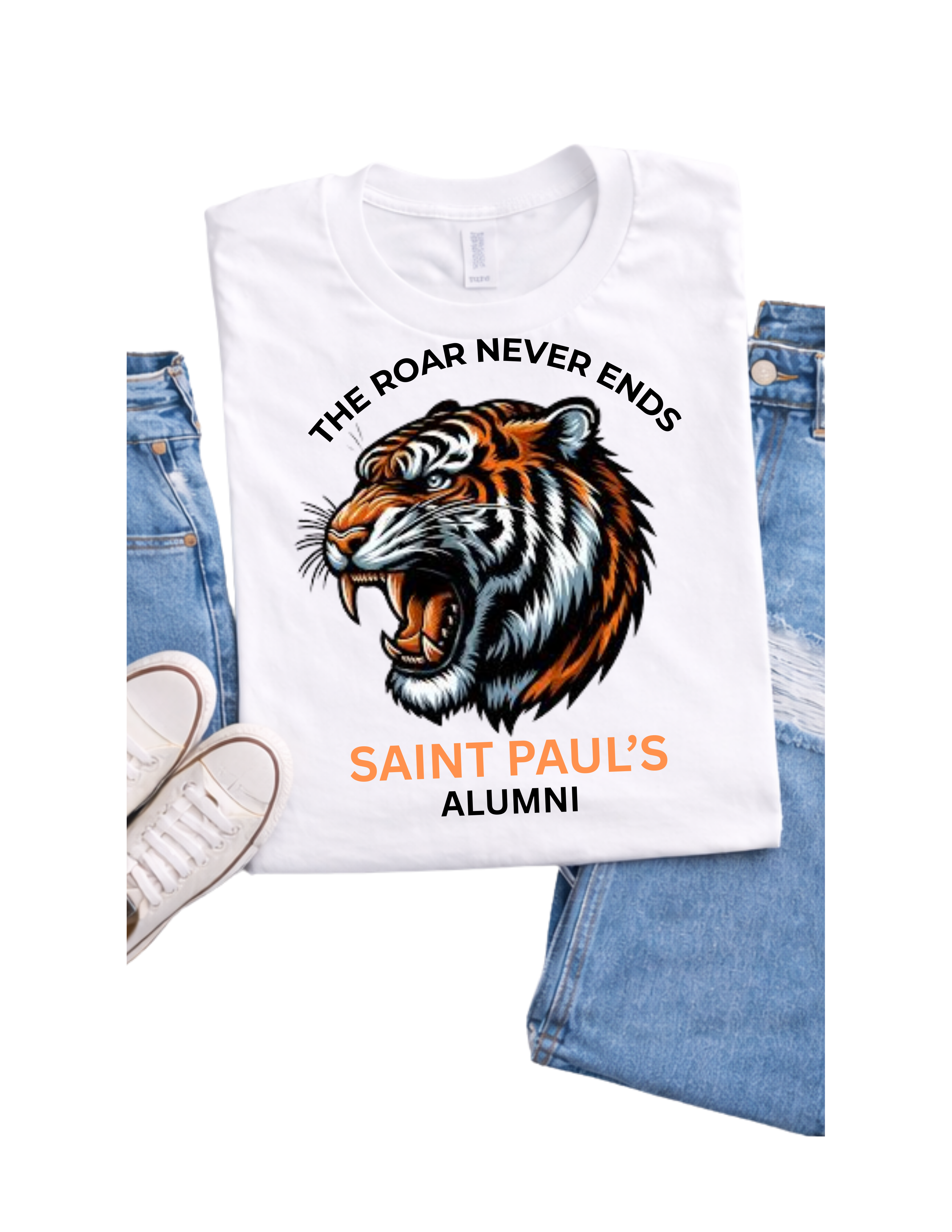 The Roar Never Ends – Saint Paul’s Alumni Tiger T-Shirt