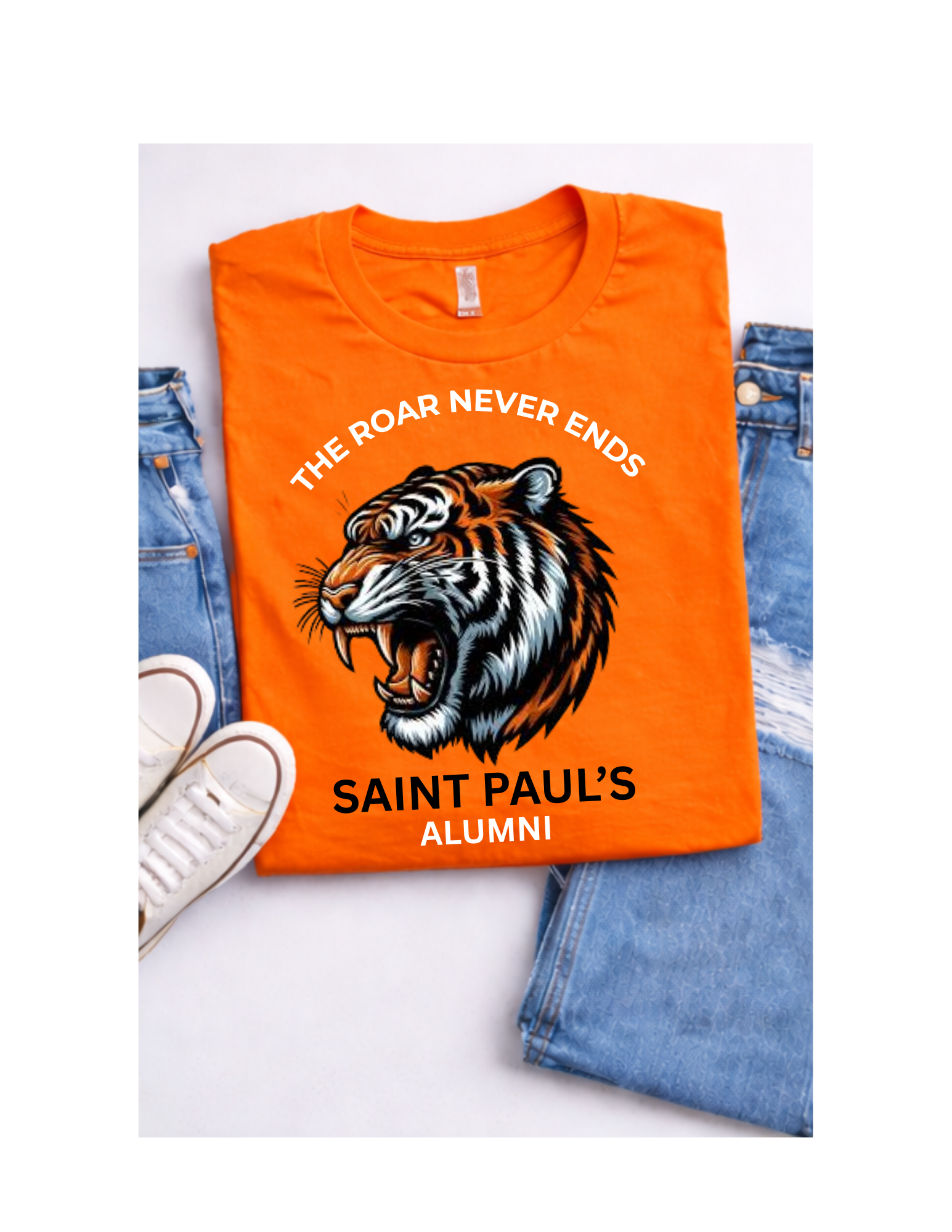 The Roar Never Ends – Saint Paul’s Alumni Tiger T-Shirt